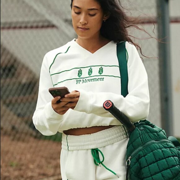 Free People FP Movement Seeing Double Ivory Pullover Dolman Sleeve Top S - Picture 1 of 4